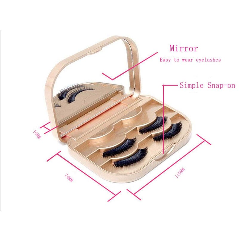 YiQiYi Cosmetic Case Empty Eyelashes Storage Case with Makeup Mirror Holder Box Fake Eyelash Packing Travel Storage Case Eyelashes Bag(Gold) - Image 5